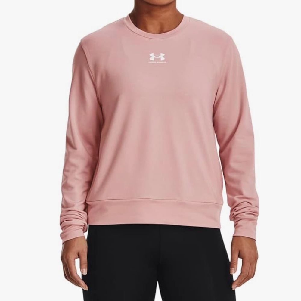 Under Armour Ladies Rival Terry Crew Light Retro Pink/White SMALL